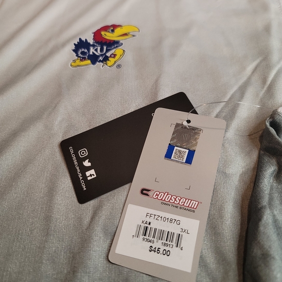Kansas Jayhawks Colosseum Magic Team Logo 1/4-Zip Jacket Gray Men NWT - Picture 4 of 4
